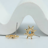 ROMANTIC SUNFLOWER BLUE ZIRCON STUD EARRINGS_CWAJE5082