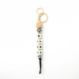 SILICONE BEAD KEYCHAIN WITH LETTER AND WOODEN DISC_CWAB5106