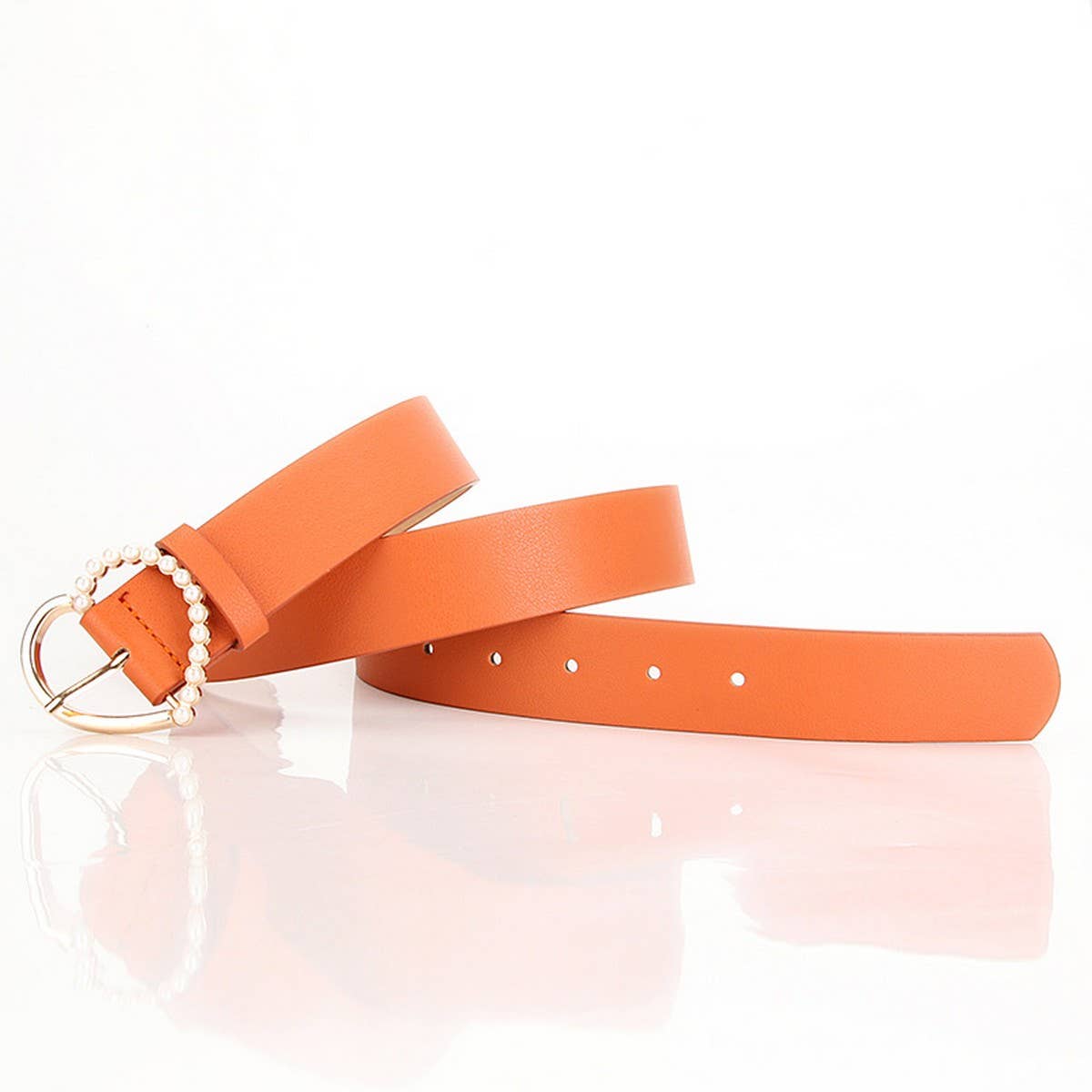 CLASSIC HEART PEARL BUCKLE BELTS FOR WOMEN_CWABE0391