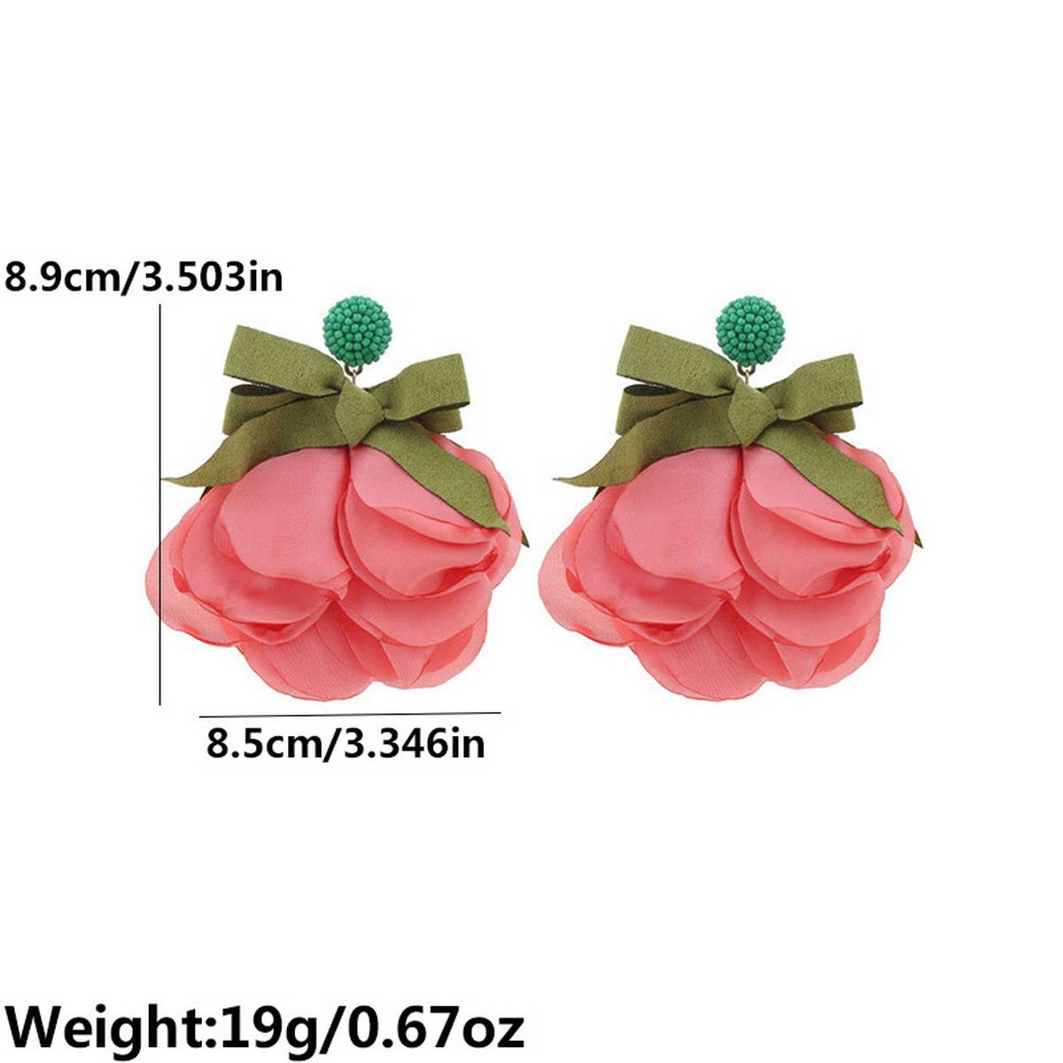 LONG STATEMENT FABRIC BOW FLOWER EARRINGS_CWMM6163