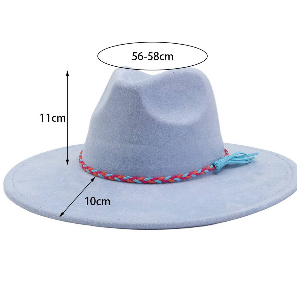 Unisex Suede Wide Brim Fedora Hat Couple Style_Cwah04448
