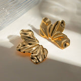 EXAGGERATED THREE PIECE GOLD PETAL EARRINGS_CWAJE1796