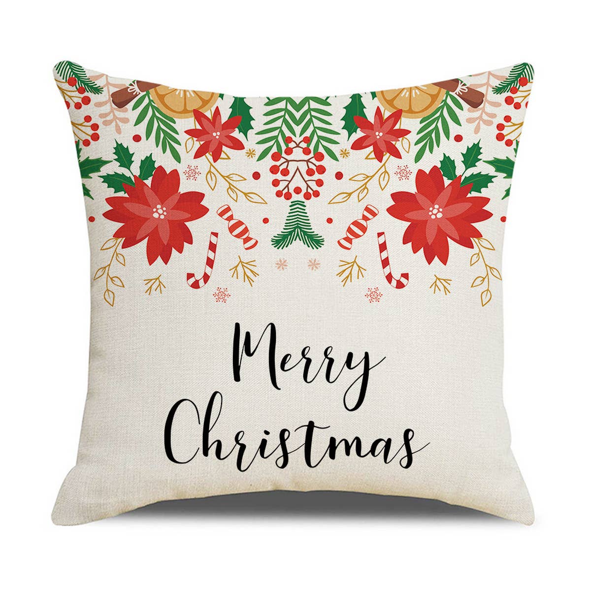 CHRISTMAS FESTIVE FLOWERS AND LEAVES PILLOWCASE_CWMM1393