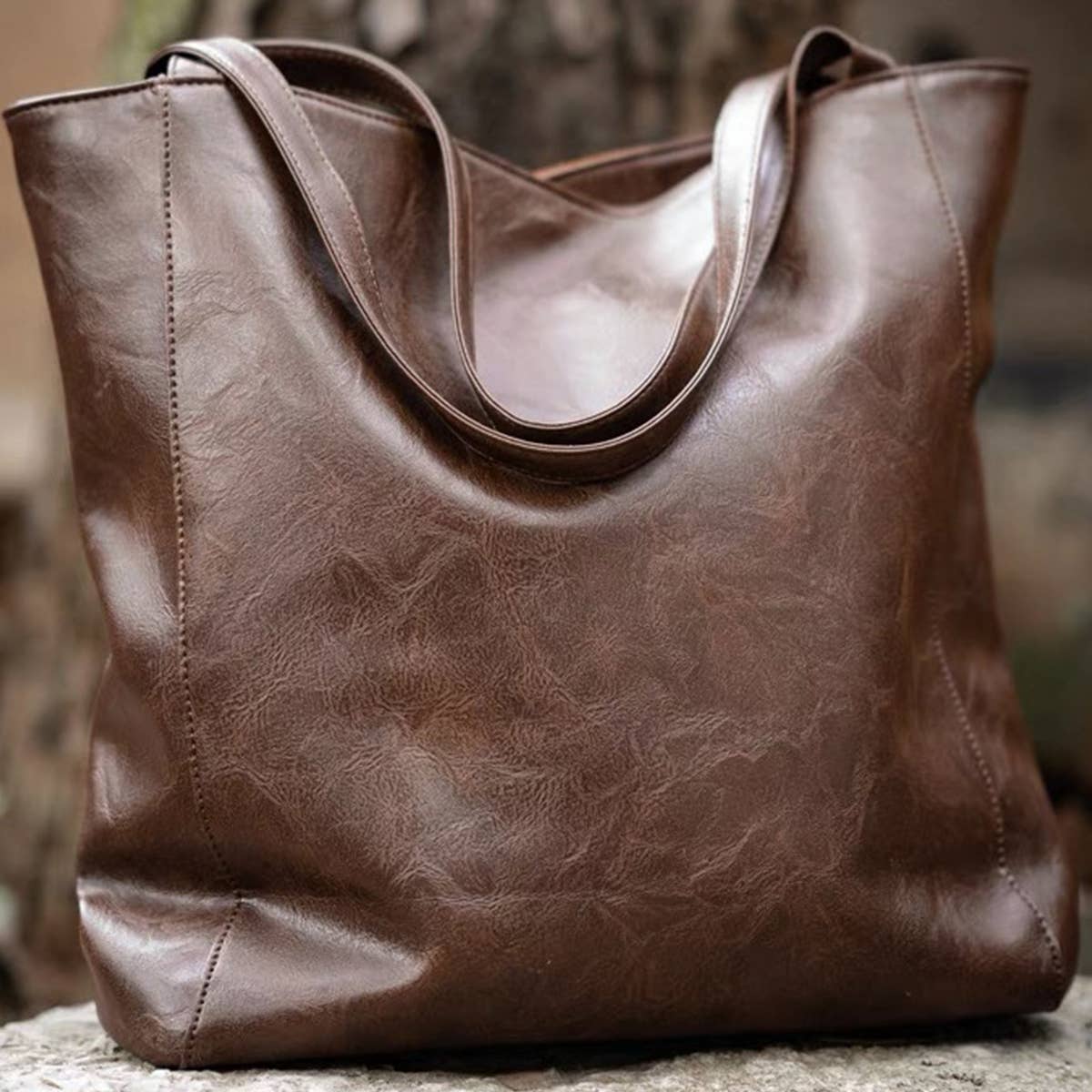 Women Rivet Contrast Splicing One Shoulder Handbag_Cwab0564