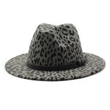 BLACK TWEED WIDE BRIM HAT LEOPARD PRINT HATJAZZ HAT_CWAH2559