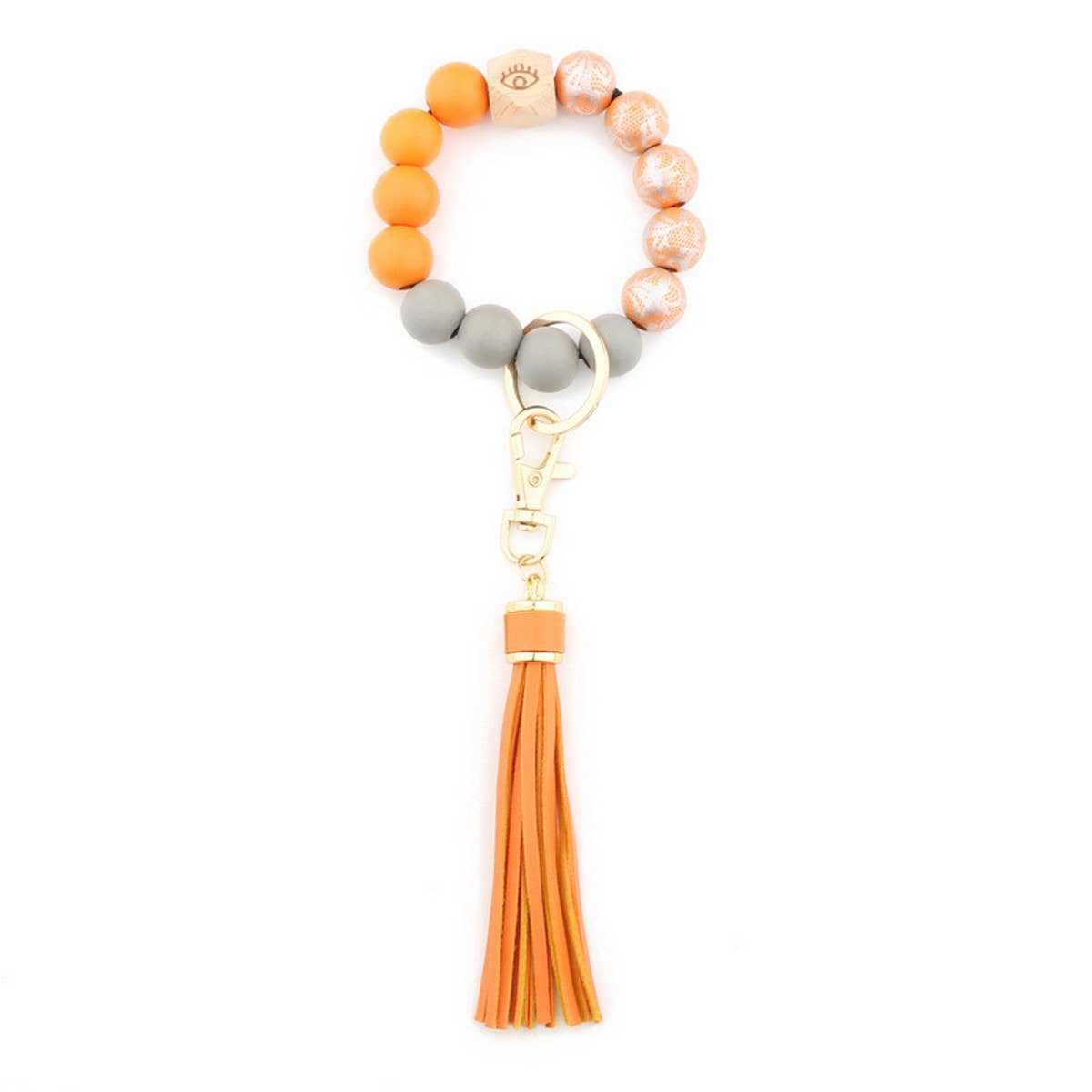 TASSEL PRINTED WOODEN BEAD KEYCHAIN_CWMM1324
