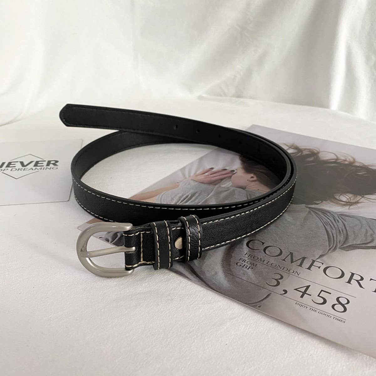 Vintage Silver Buckle Ladies All-Match Belt_Cwabe0664