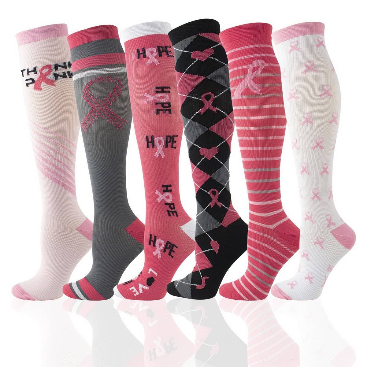 PATTERNED SPORTS LONG COMPRESSION SOCKS SET_CWMS1878