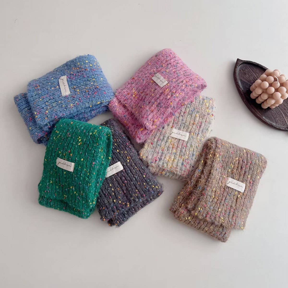 POLKA DOT KNIT SCARF WARM NECK WRAP FOR KIDS_CWASC2096