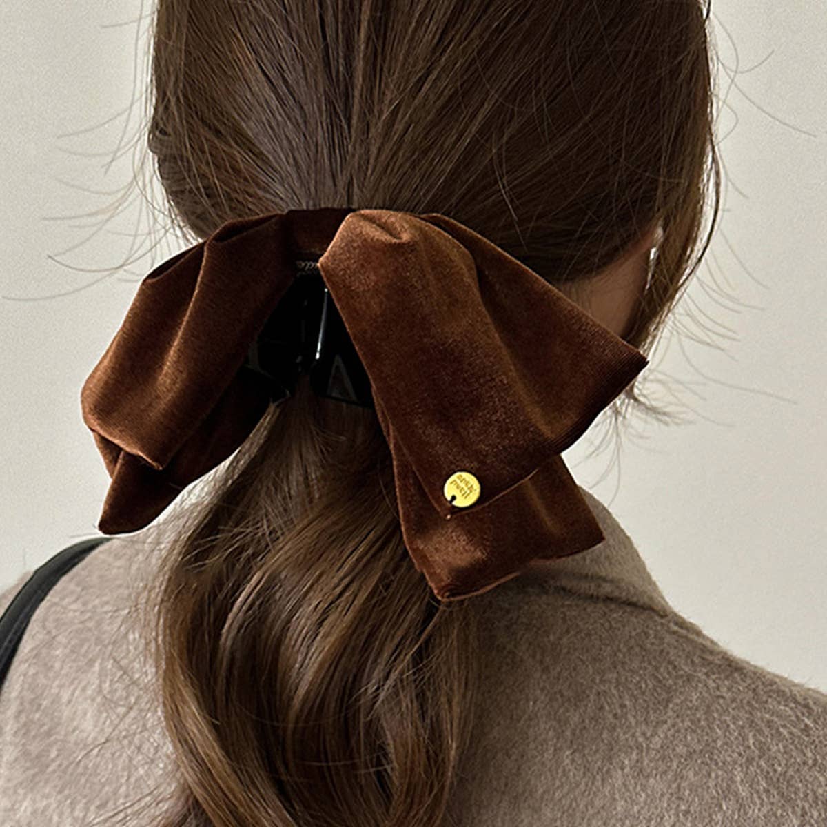 Plus Velour Bow Hairclip_Cwaha0864