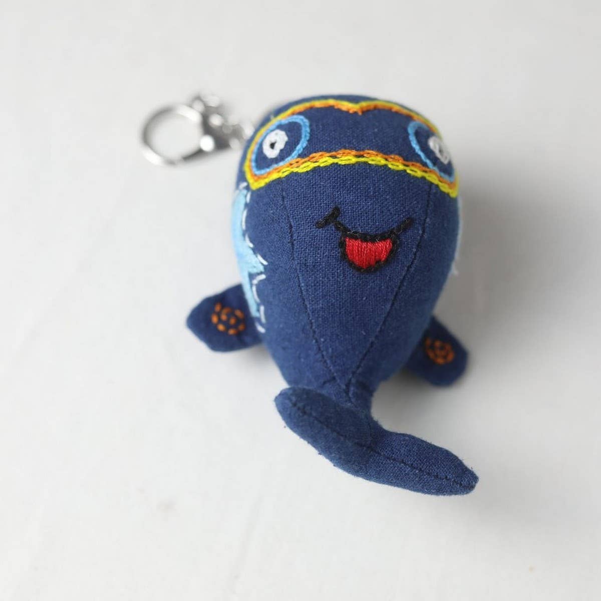 HAND EMBROIDERED BLUE WHALE FISH PLUSH CHARM_CWMM6018
