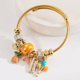 GOLD STAINLESS STEEL BRACELET WITH PINEAPPLEBALLOON_CWMM8586
