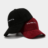 Corduroy Letter Baseball Cap Women Trendy_Cwah04649