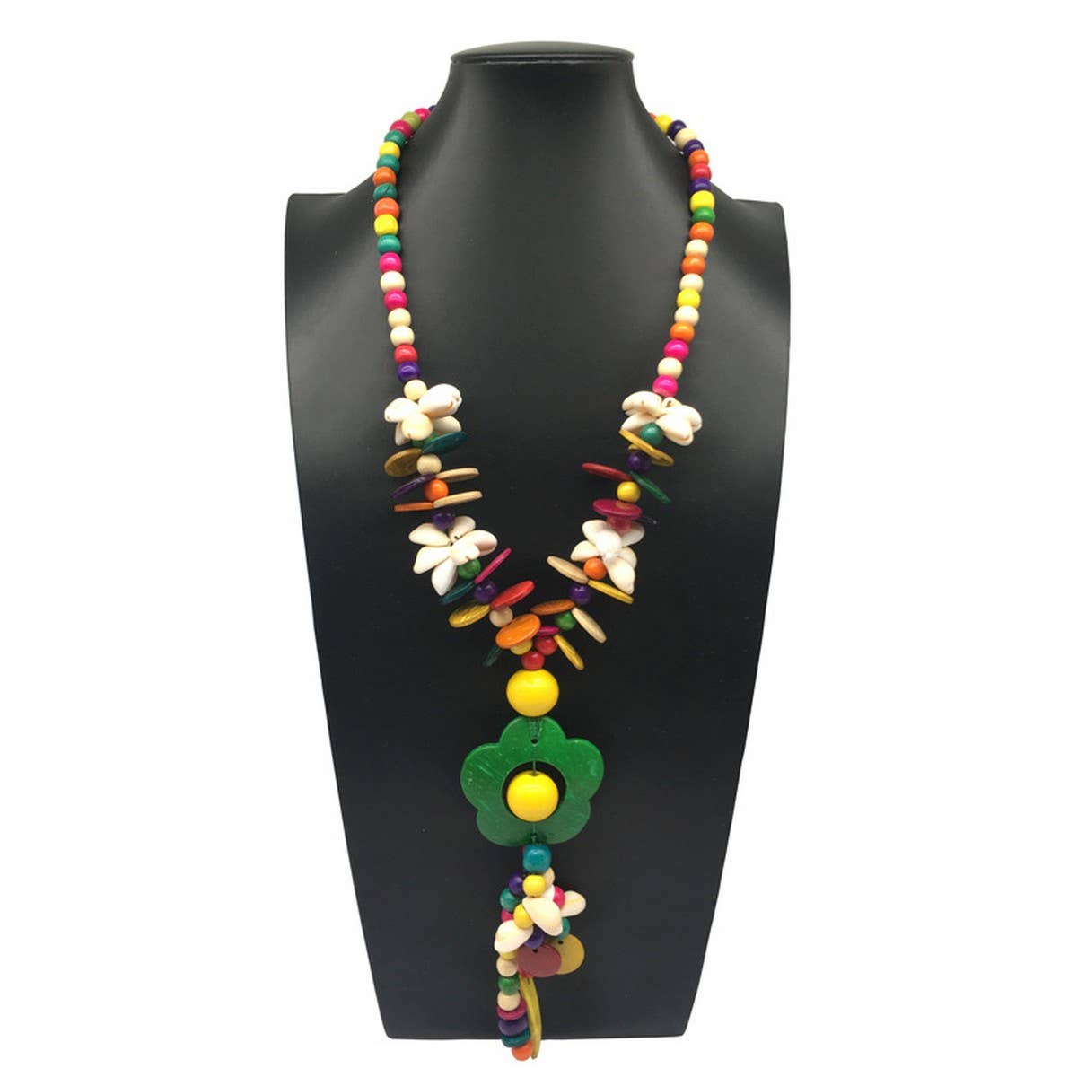 COCONUT SHELL COLORFUL WOODEN BEADS SHELL NECKLACE_CWMM4843