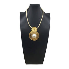 HAND WOVEN IMITATION PEARL NECKLACE EARRING SET_CWMM4741