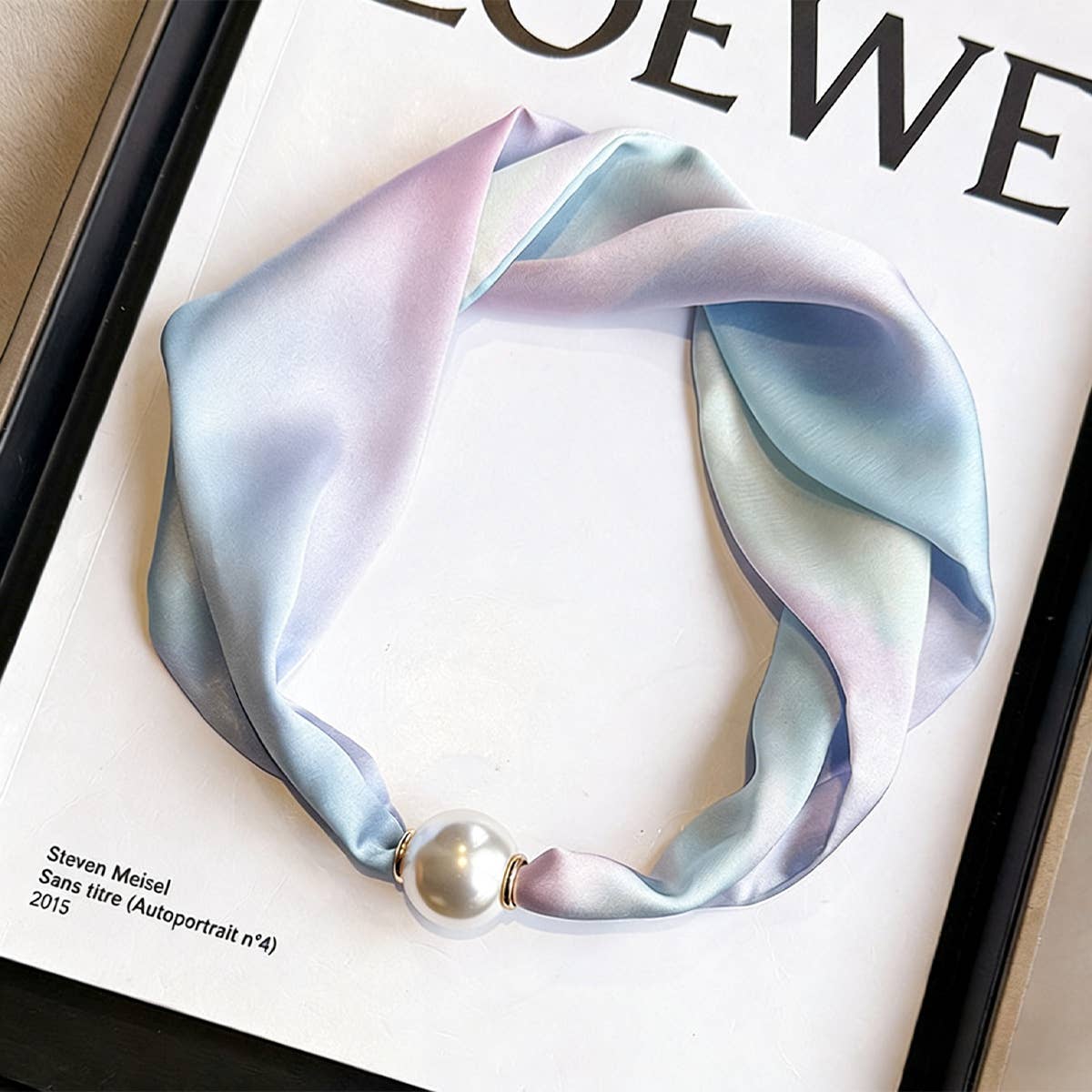 Pearl Magnetic Skinny Silk Neck Scarf_Cwasc03938