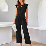 Woven Lace-Up Jumpsuit_Cwsjs0592