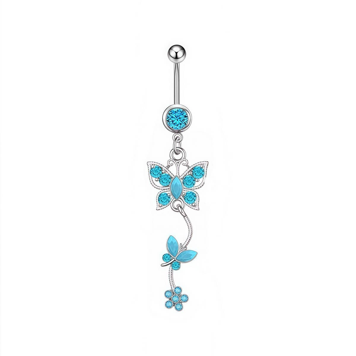 5PCS BLUE TURQUOISE BELLY BUTTON RINGS SET_CWMM9452