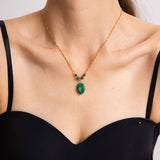 NEW LIGHT LUXURY MALACHITE PENDANT NECKLACE_CWAJE1435