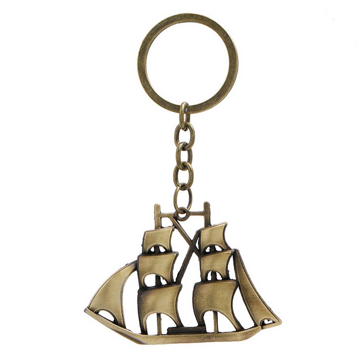 SIMPLE CREATIVE BRONZE SAILBOAT CAR KEYCHAIN_CWMM4718