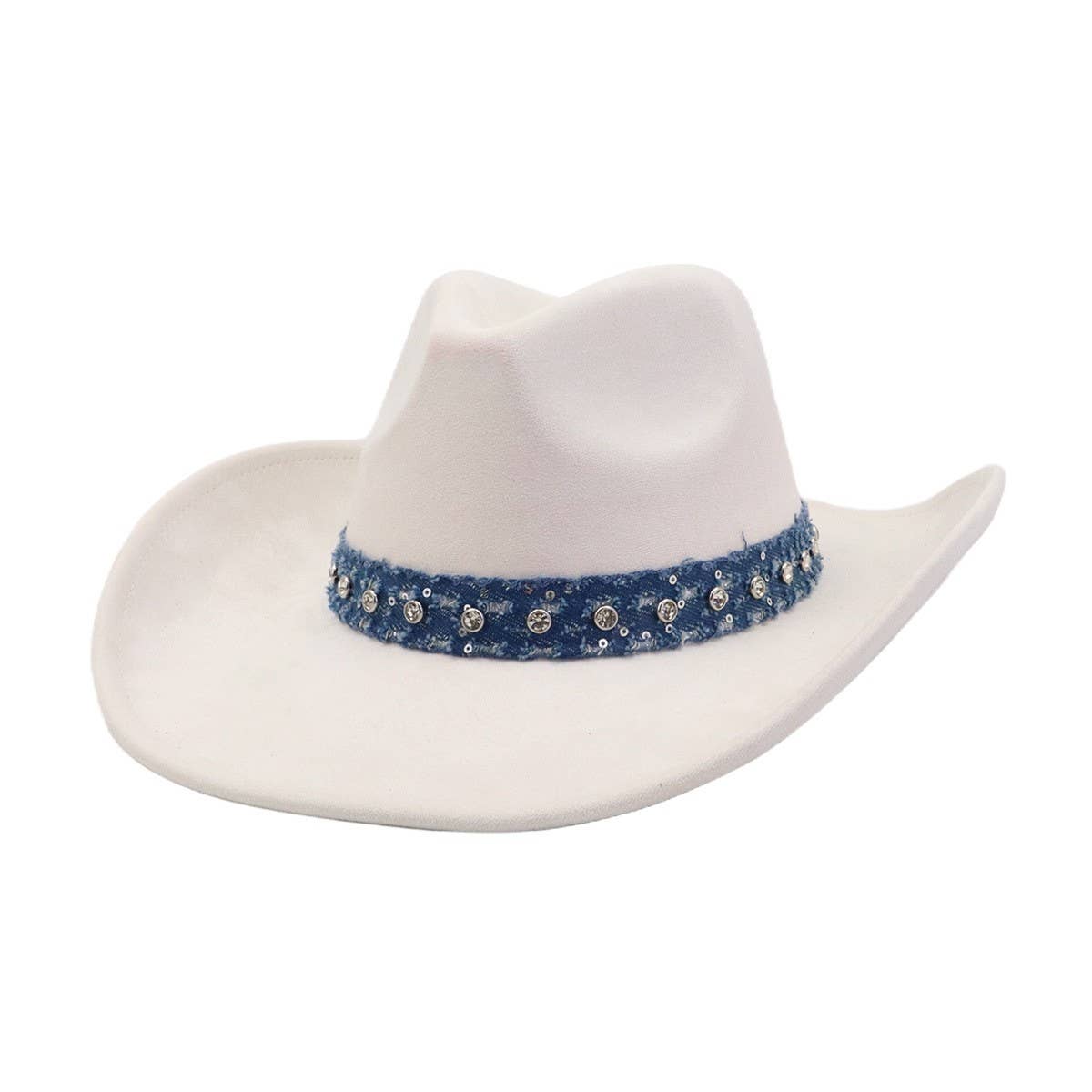Unisex Suede Cowboy Hat With Leather Belt Detail_Cwah04494