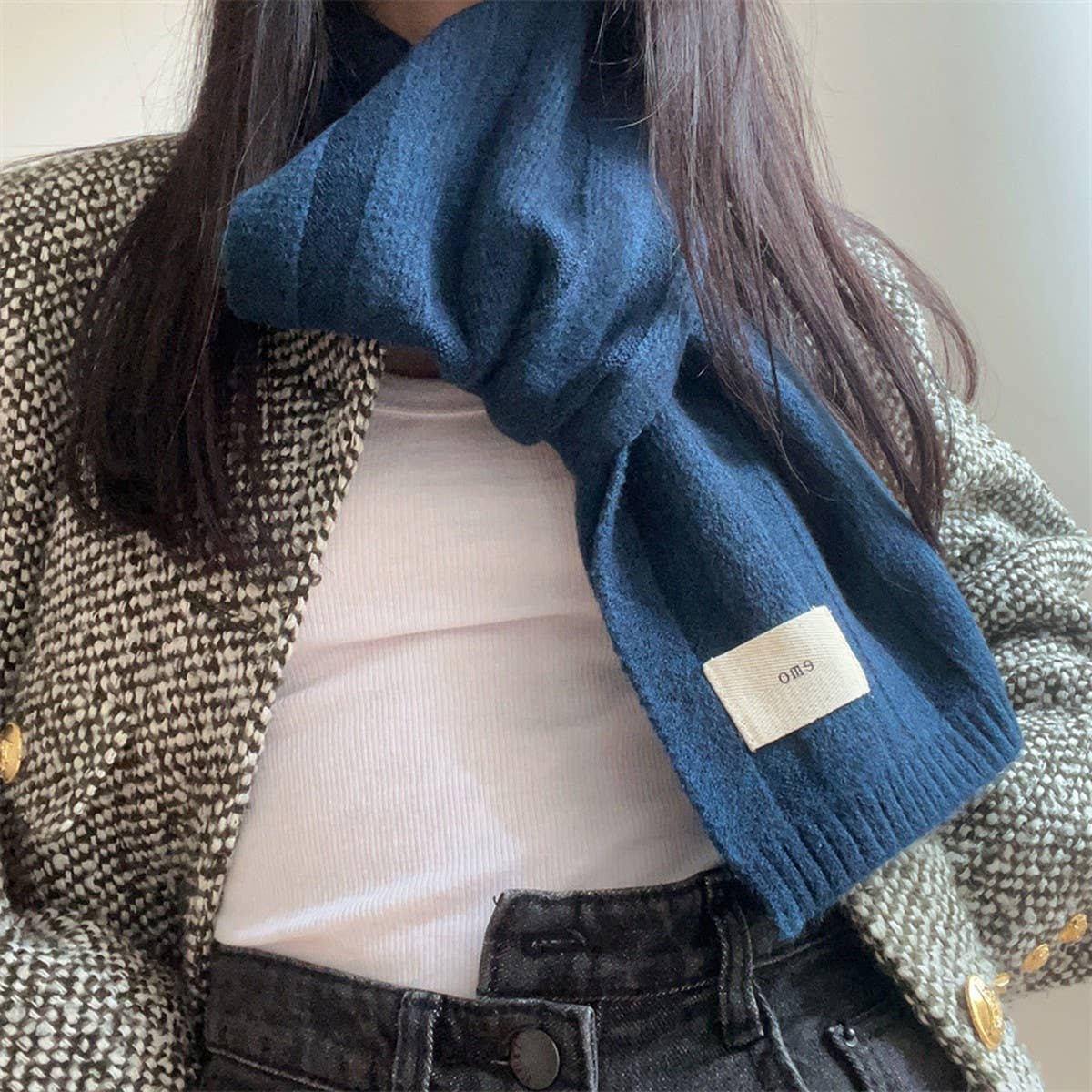 Knit Stripe Scarf Warm Fall/Winter Unisex Scarf_Cwasc0985