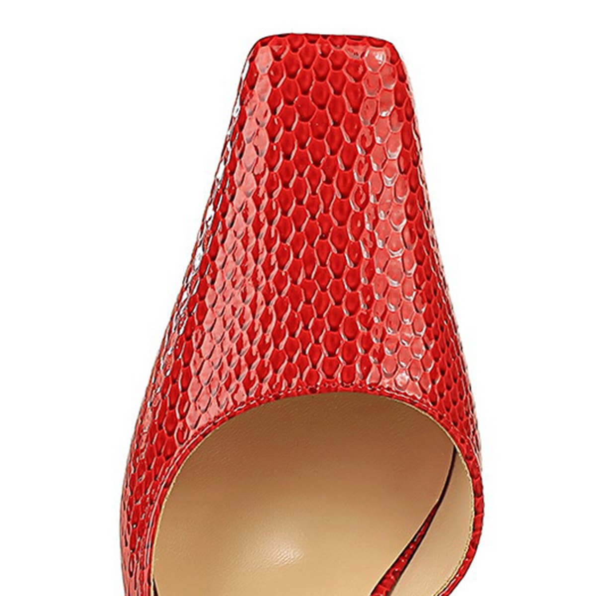 RETRO SQUARE TOE SNAKE PRINT PATENT LEATHER PUMPS_CWSHH0100