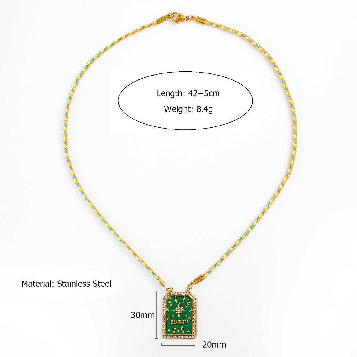 Vintage 18K Steel Tarot Card Pendant Necklace_Cwmm8814