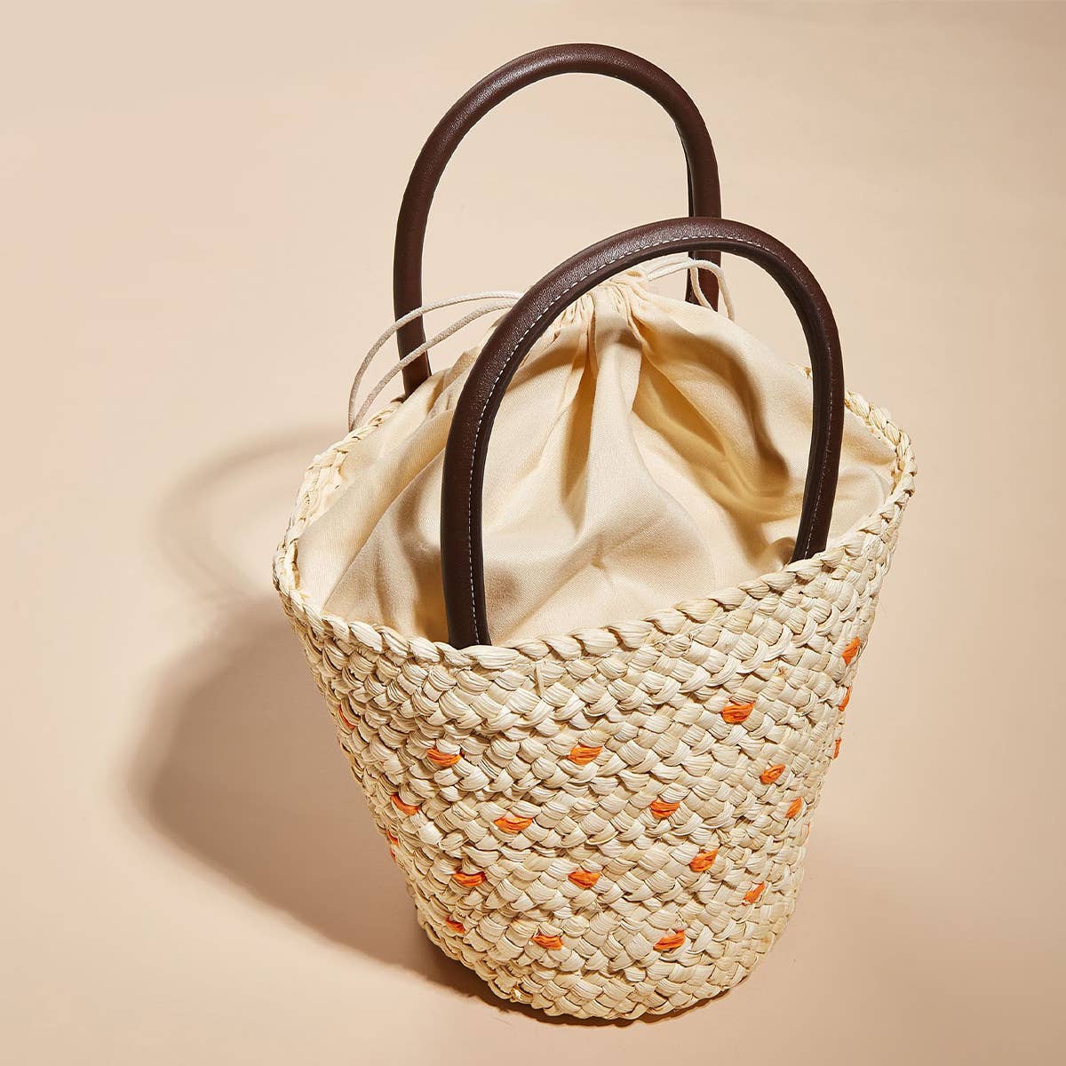 Women Clutch Rattan Woven Wicker Purse Bucket Bag_Cwab0820