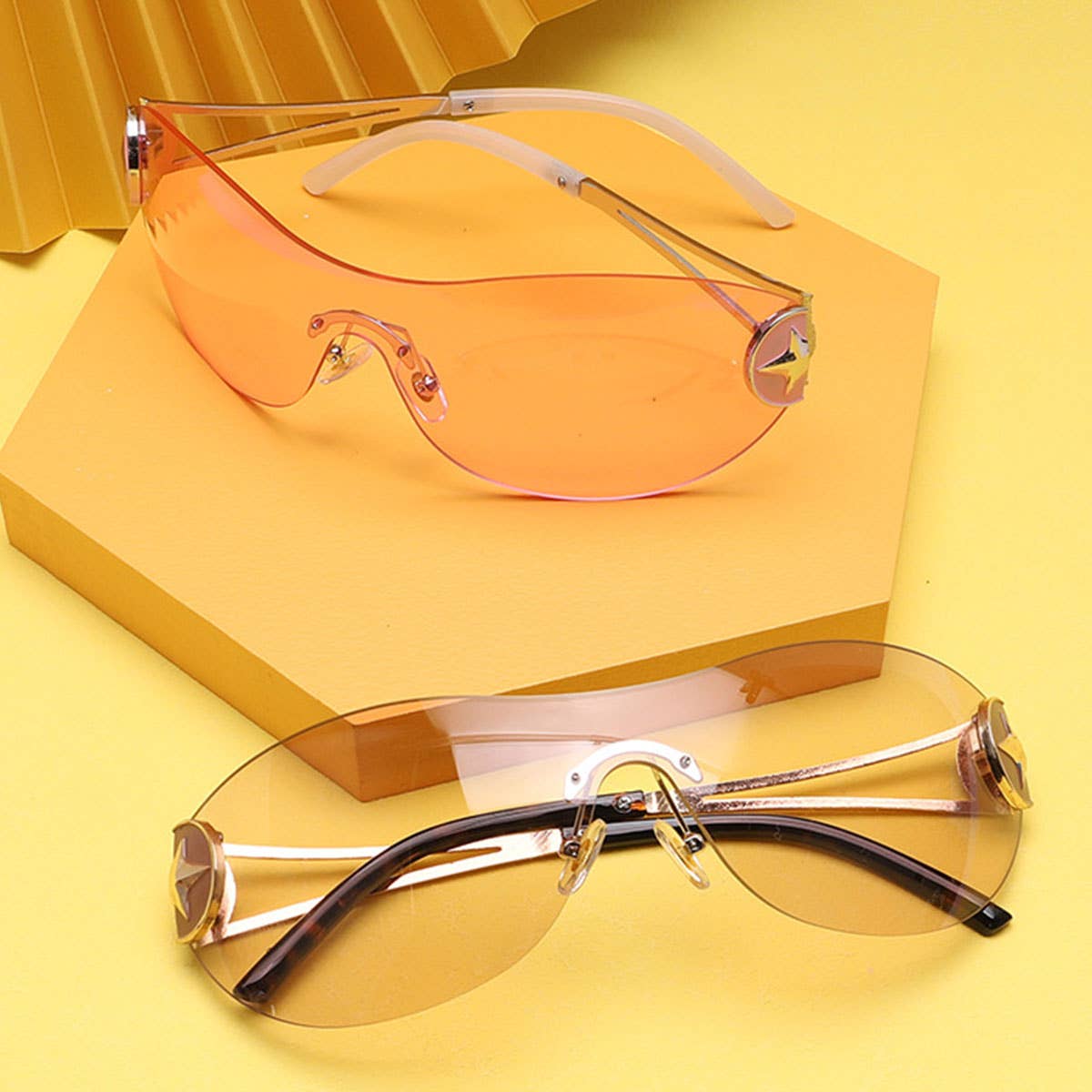 Y2K Large-Frame Sunglasses Withve-Pointed Stars_Cwasg0151