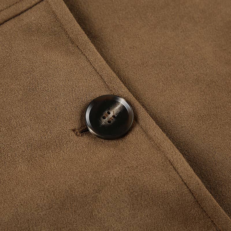 Vintage French Lapel Single-Breasted Brown Jacket