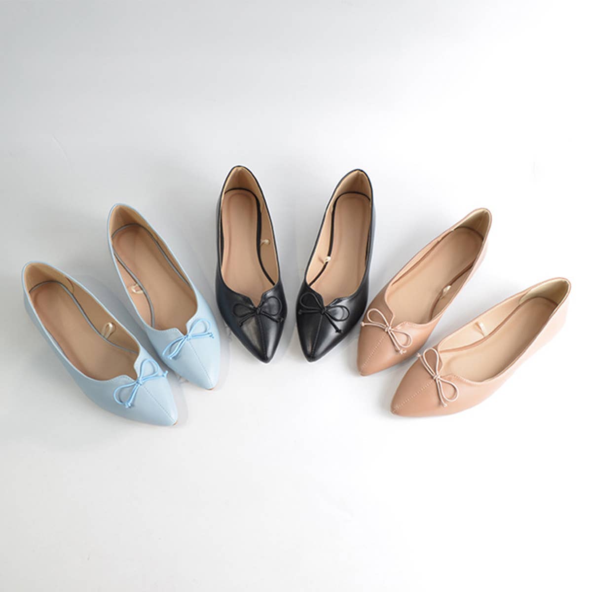 Women Pointed Bow Soft Sole Flat Shoes