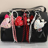 HEART BOW FABRIC CHARM BRAIDED BAG ACCESSORY_CWMM7555