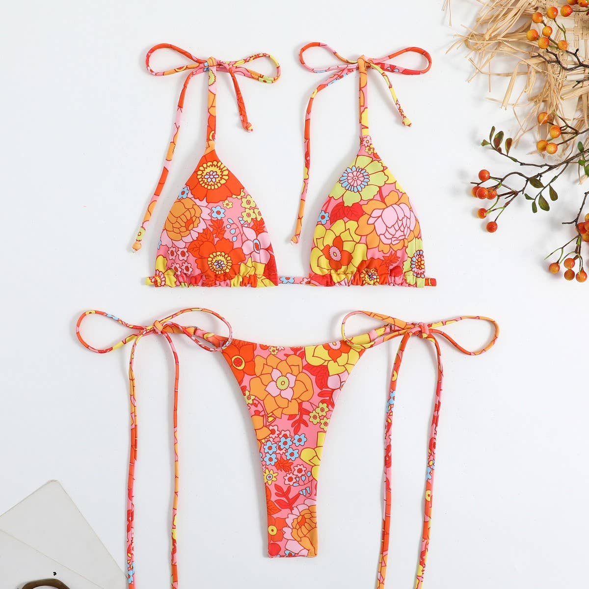 Floral Leopard Print Bikini,Summer Swimwear_Cwmw0188