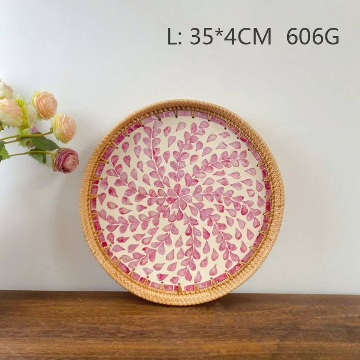 RATTAN FRUIT PLATE TEA ROOM SHELLBASKET ROUND PLATE_CWMM4495