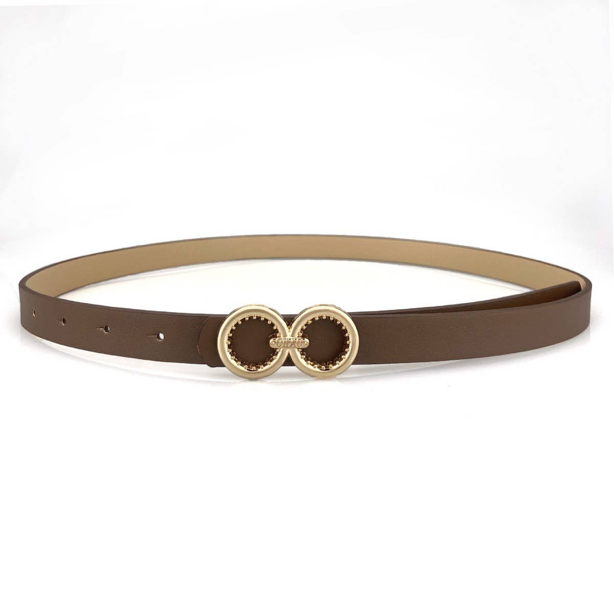 DOUBLE ROUND BUCKLE VERSATILE WOMENS THIN BELT_CWABE0693