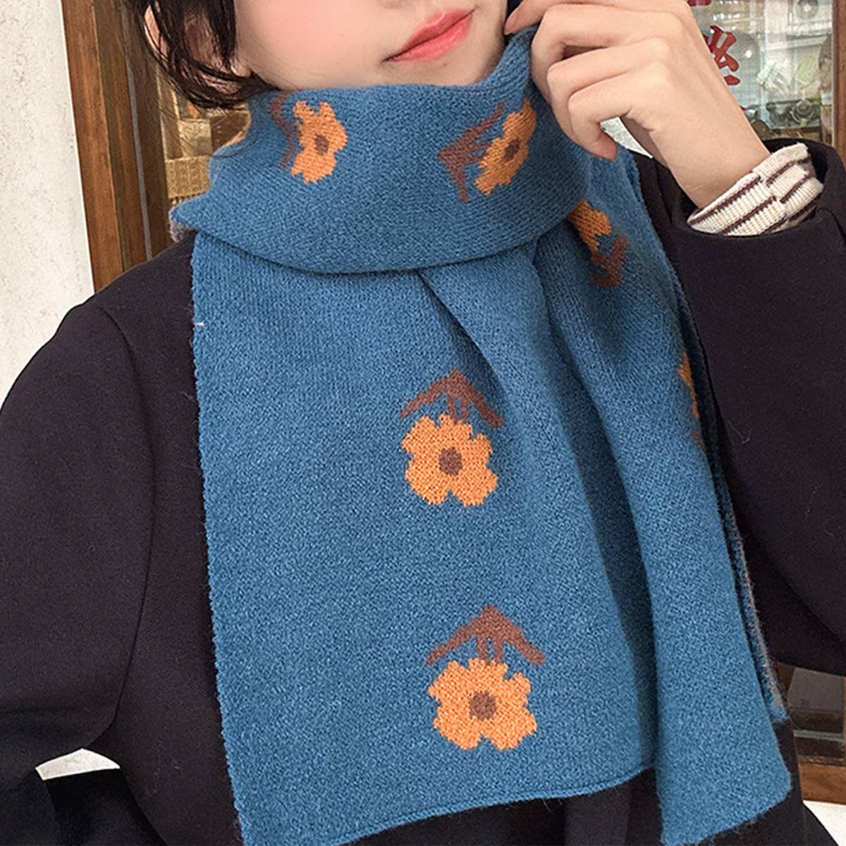 KNIT SCARF FOR WOMEN SOFT FAUX CASHMERE SHAWL_CWASC1238