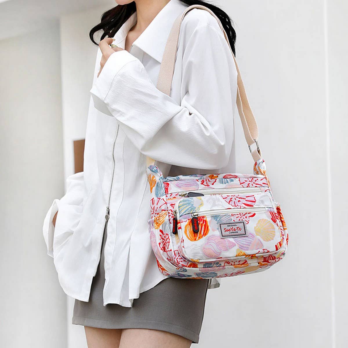 Printed Large Capacity Nylonshoulder Crossbody Bag_Cwasc1788