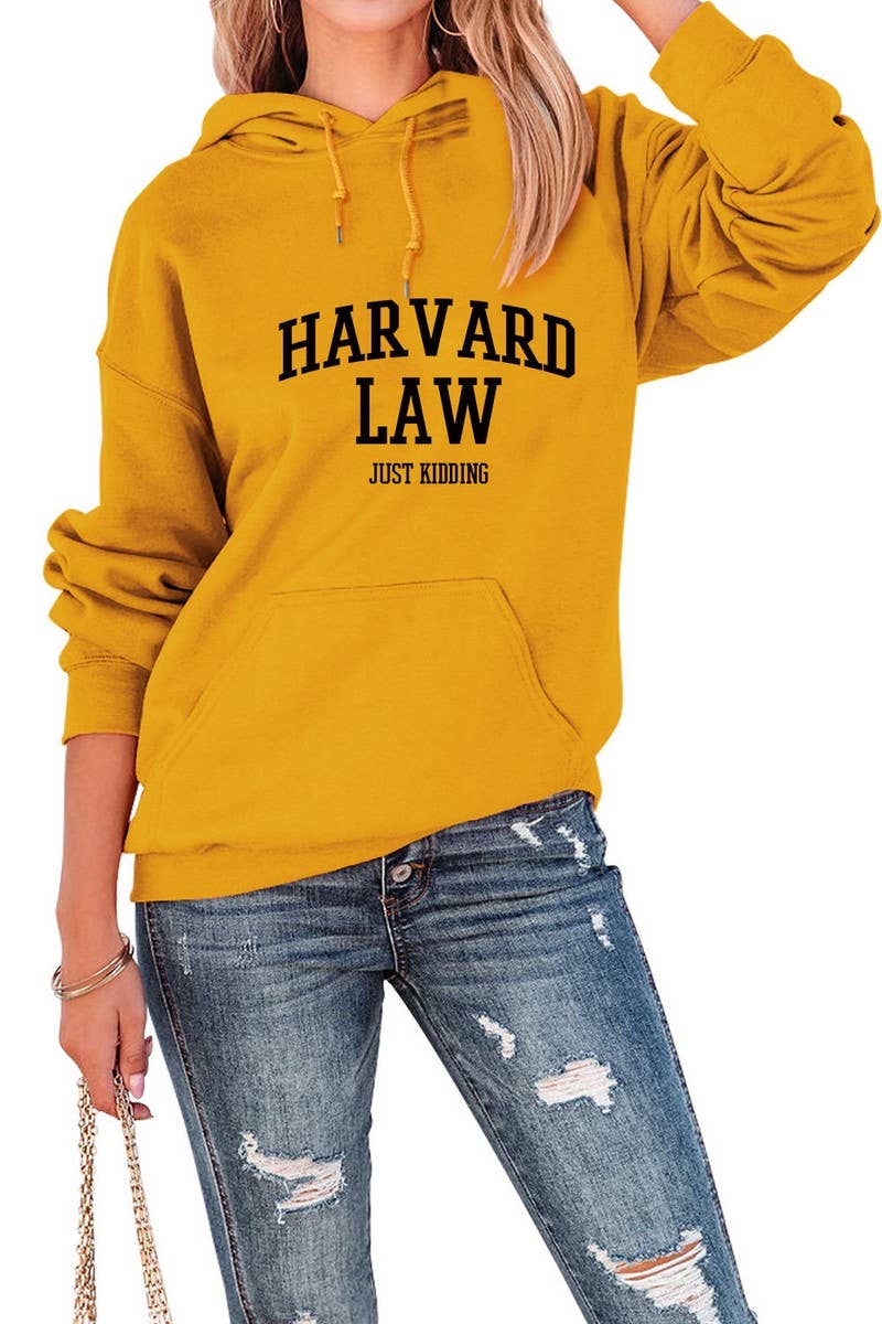 Women Harvard Printing Hooded Long Sweatshirt_Cwohol0320