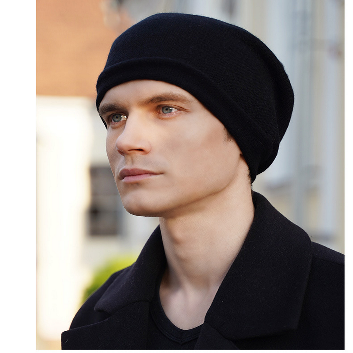 Womens Knit Beanie War Cashmere Cuffed Hat_Cwah3993