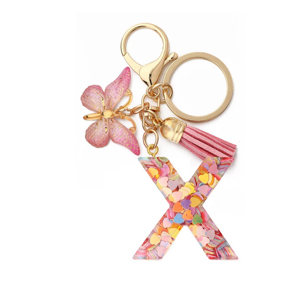 GLITTER RESIN LETTER BUTTERFLY KEYCHAIN_CWMM6866