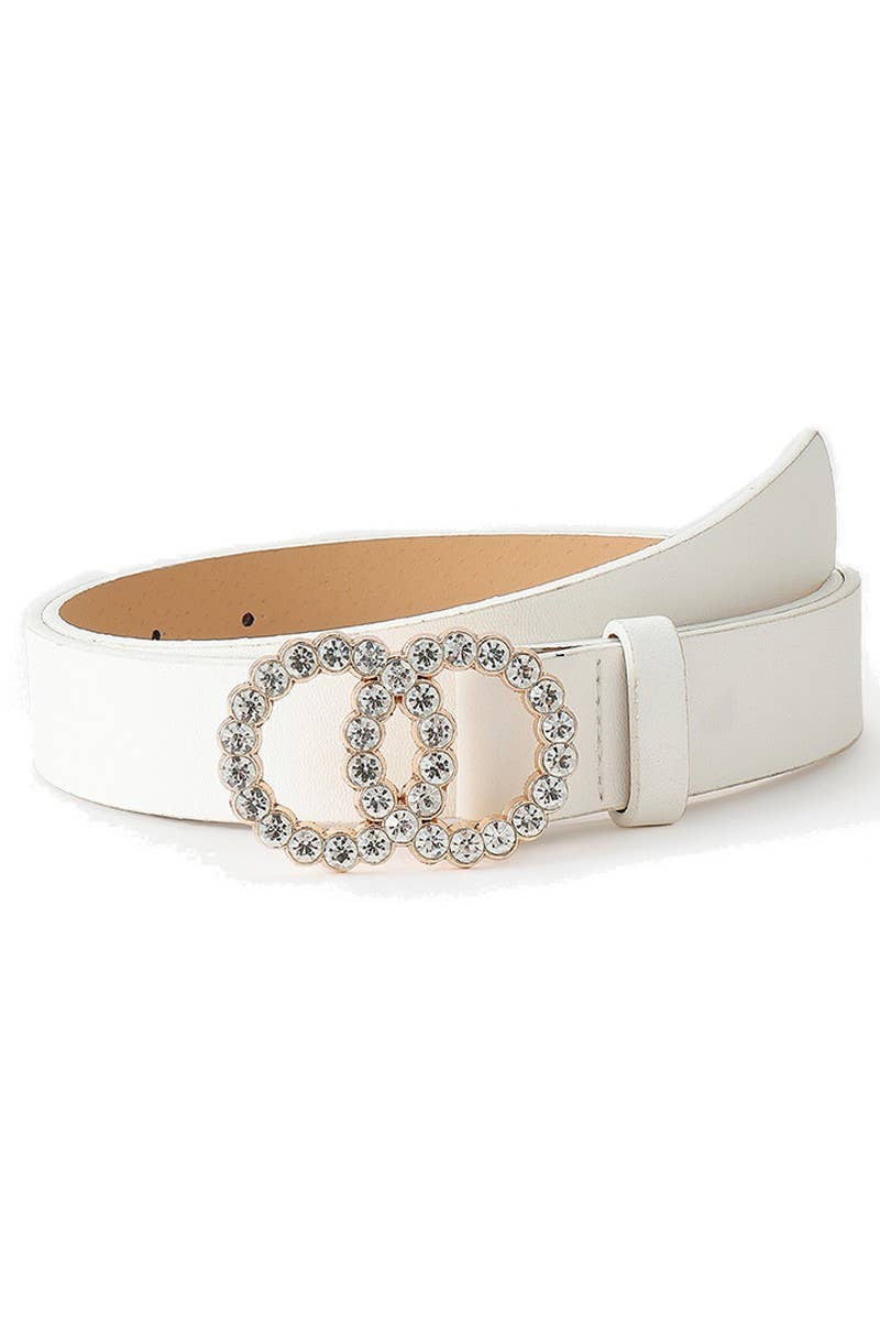 BEADS DETAIL DOUBLE O RING TRENDY LEATHER BELT_CWABE024