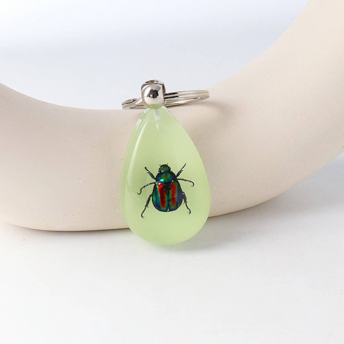 AMBER GLOW IN THE DARK INSECT KEYCHAIN PENDANT_CWMM3698