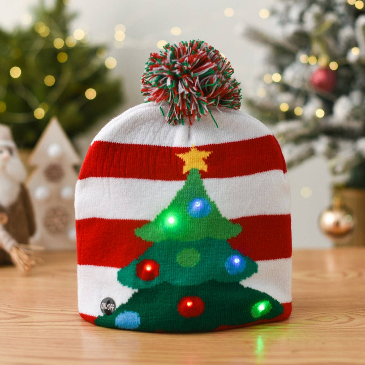 CHRISTMAS LED LIGHT GLOWING KNITTED CHRISTMAS HAT_CWAH2314