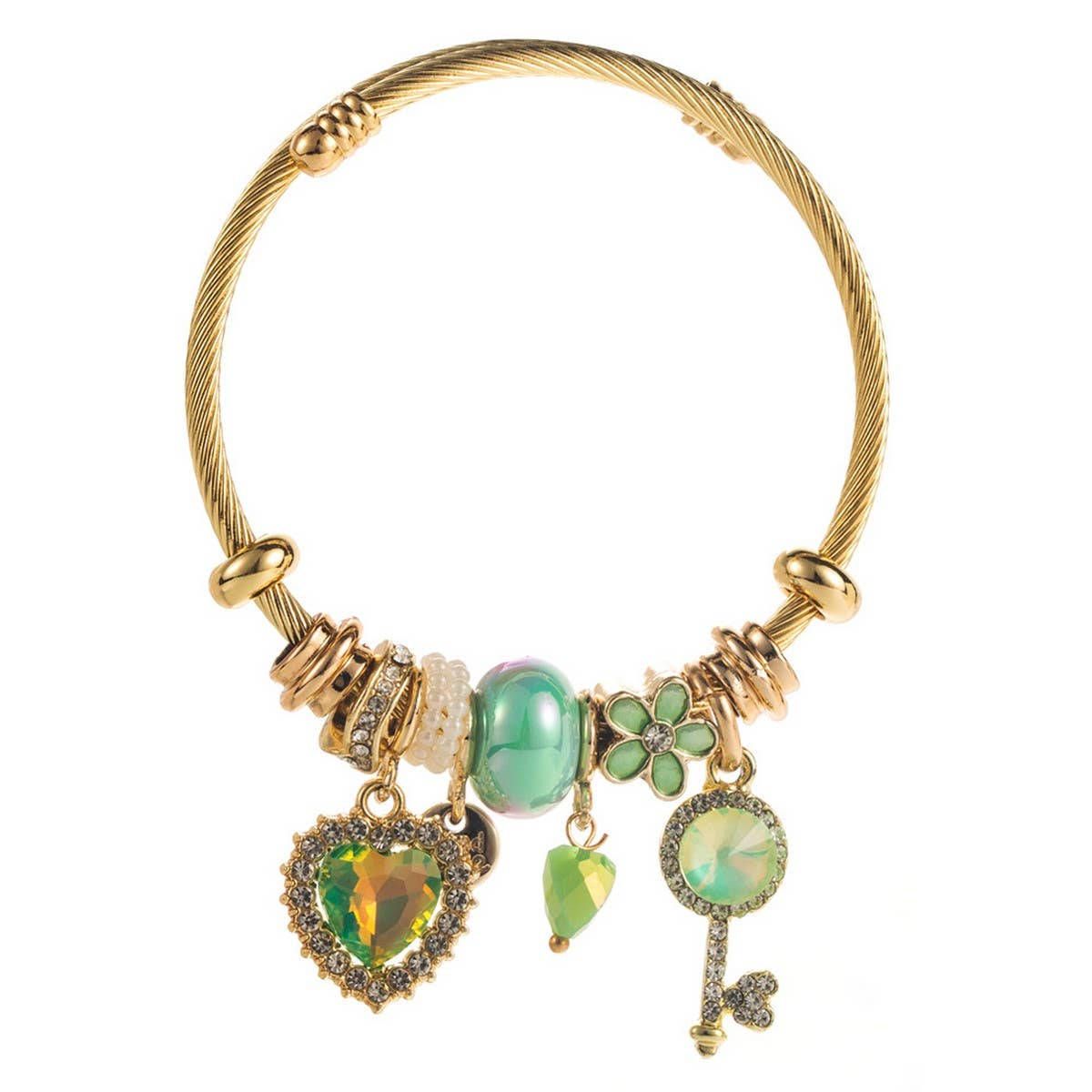 ALLOY COUPLE BRACELET WITH HEART KEY BEADS_CWMM8581