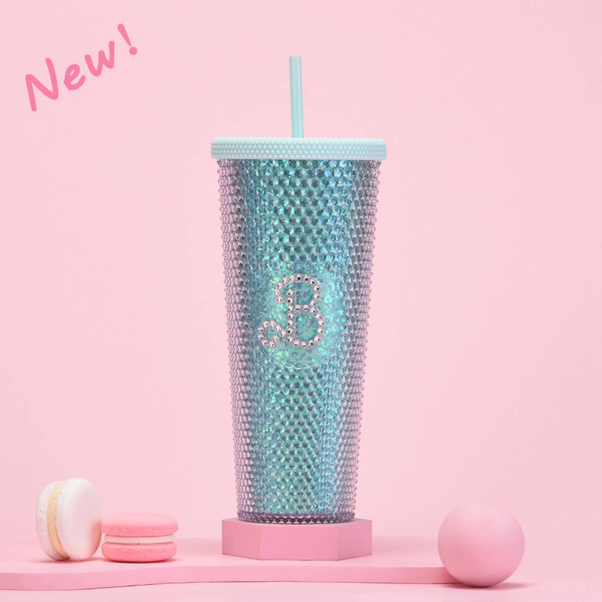 DOUBLE LAYER PORTABLE PLASTIC STRAW DIAMOND CUP_CWMM0978