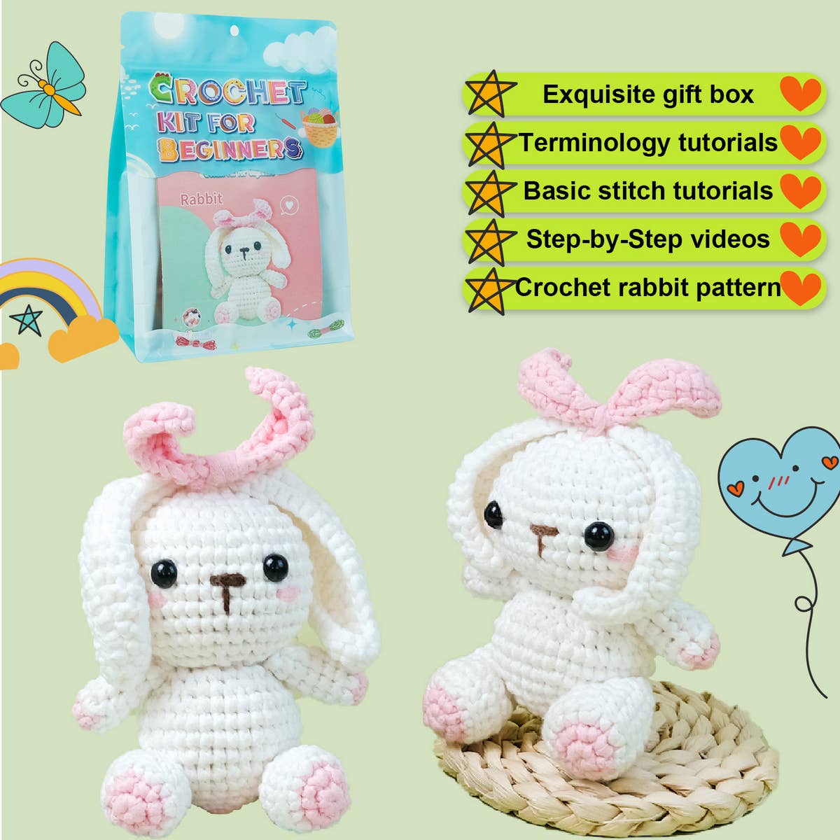 RABBIT CROCHET YARN DIY KNITTING MATERIAL KIT_CWMM1866