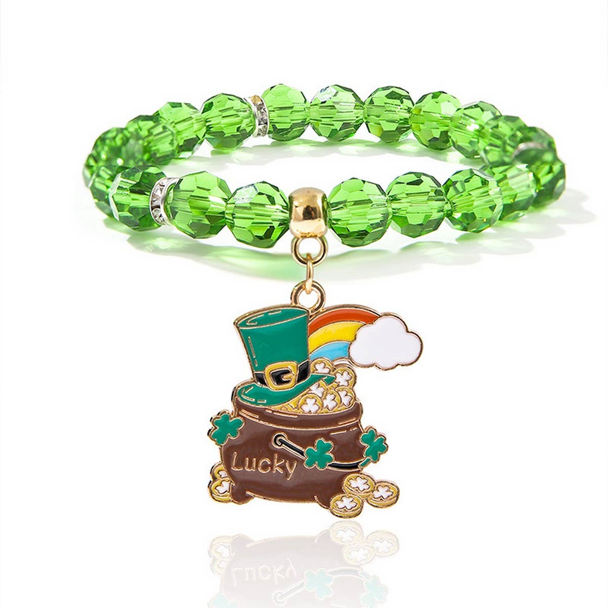 ST PATRICKS DAY IMITATION PEARL ACRYLIC BRACELET_CWMM3508