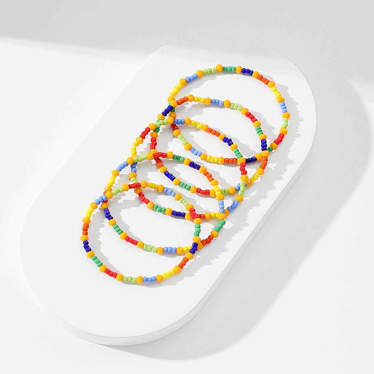 BOHO BEADED ANKLET SET CRYSTAL GLASS BEADS_CWMM6354