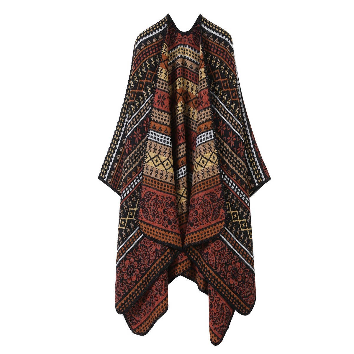 LINE PATTERN SCARF THICKENED KNITTED CAPE SHAWL_CWASC2262
